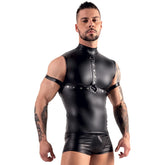 Svenjoyment Sleeveless Top With Chest Harness And Arm Loops (Black Matte) – Bondage Lingerie > Sexy Briefs > Male