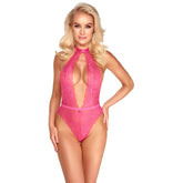Kissable Halterneck Lace Body (Pink) – Cheeky Stretchy Lingerie Body > Clothes > Bodies and Playsuits