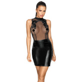 Noir Sheer and Wet Look Sleeveless Dress > Clothes > Dresses and Chemises