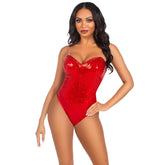 Leg Avenue Sequin Boned Bodysuit (Red) – Lingerie Large > Clothes > Basques and Corsets
