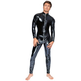 Black Level Vinyl Jumpsuit With Zip (Black) – Full-Body Stretch Jumpsuit XXL > Latex > Male
