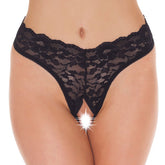 Black Lace Open Crotch GString Default Title > Sexy Briefs > Female