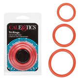 CalExotics Tri-Rings Red – Flexible Multi-Size Stamina Enhancer COCK RING Set