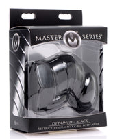 Master Series Detained Restrictive Chastity Cage (Black) – Rubber Chastity Device with Nubs Black Black > Bondage Gear > Male Chastity