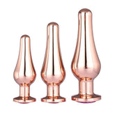 Gleaming Rose Gold Butt Plug Set Luxury Conical Gems Default Title > Anal Range > Jewel Butt Plugs
