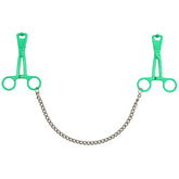 Green Scissor Nipple Clamps With Metal Chain Default Title > Bondage Gear > Nipple Clamps