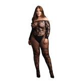 Le Desir Bodystocking With Off Shoulder Long Sleeves Default Title > Clothes > Plus Size Lingerie