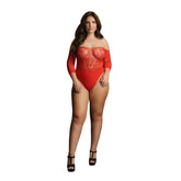 Le Desir Crotchless Rhinestone Teddy Red UK 14 to 20 Default Title > Clothes > Plus Size Lingerie
