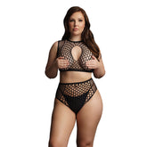 Le Desir Duo Net Key Hole Bra Set UK 14 to 20 Default Title > Clothes > Plus Size Lingerie