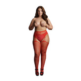 Le Desir Suspender Rhinestone Pantyhose Red UK 14 to 20 Default Title > Clothes > Plus Size Lingerie