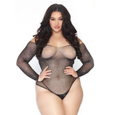 Leg Avenue Crystalized Long Sleeve Body Plus Size UK 14 to 18 Default Title > Clothes > Plus Size Lingerie
