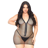 Leg Avenue Fishnet Zip Up Dress Plus Size UK 14 to 18 Default Title > Clothes > Plus Size Lingerie