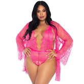 Leg Avenue Floral Lace Teddy and Robe Set Default Title > Clothes > Plus Size Lingerie