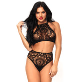 Leg Avenue Lace Top And High Waist String S M > Clothes > Bra Sets