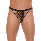 Mens Black GString With Black Straps To Animal Print Pouch Default Title Mens Costumes