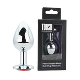 Toosh Heart Shaped Silver with Red Stone Medium – Medium Silicone Butt Plug > Anal Range > Jewel Butt Plugs