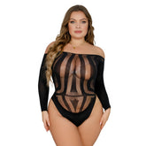 Loving Joy Plus Size Long Sleeved Cut Out Back Bodysuit – Lingerie Default Title > Clothes > Plus Size Lingerie