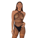 Lace by LJ Crossover Neck Crotchless Bodystocking – Lingerie Default Title > Clothes > Bodies and Playsuits