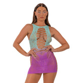 Lace By LJ Ombre Faux Lace-Up Mini Dress Default Title > Clothes > Dresses and Chemises