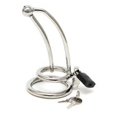 Stainless Steel Penis Lock with Curved Urethral Tube – Urethral Stretcher and Cockring Default Title > Bondage Gear > Male Chastity