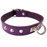 Rouge Garments Purple Studded Collar – Adjustable Leather Collar Default Title > Bondage Gear > Collars