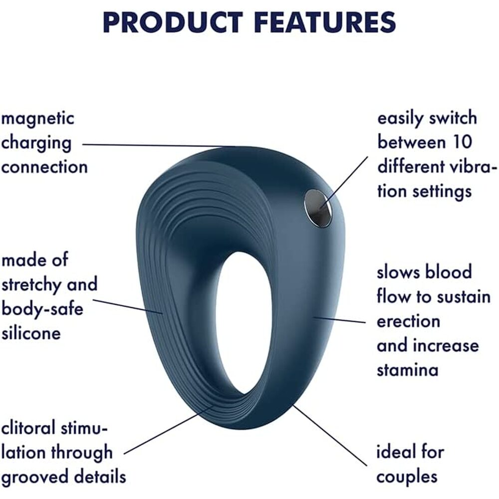 Satisfyer Ring 2 Power Rechargeable Silicone Cock Ring > Sex Toys For Men > Love Ring Vibrators