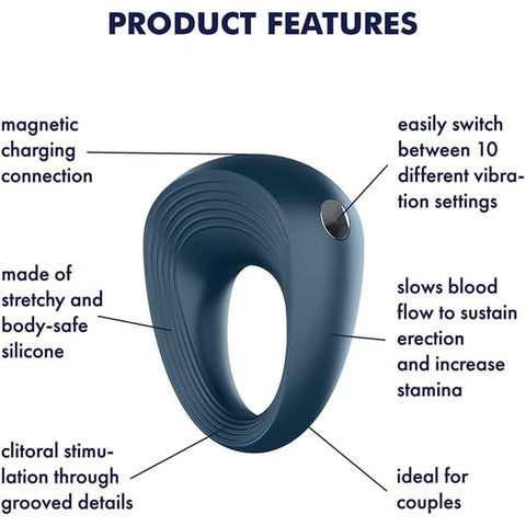Satisfyer Ring 2 Power Rechargeable Silicone Cock Ring > Sex Toys For Men > Love Ring Vibrators