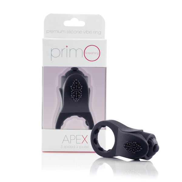 Screaming O Primo Apex Silicone 4-Function Vibrating Erection Ring Black > Cock Ring > Vibrating