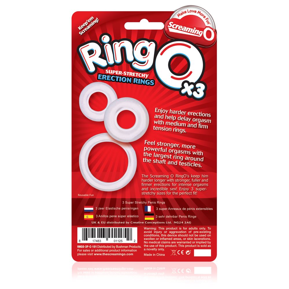 RingO X3 Mixed Pack 3-Pack Cock Rings Clear Silicone Cock Rings > Cock Ring > Sets