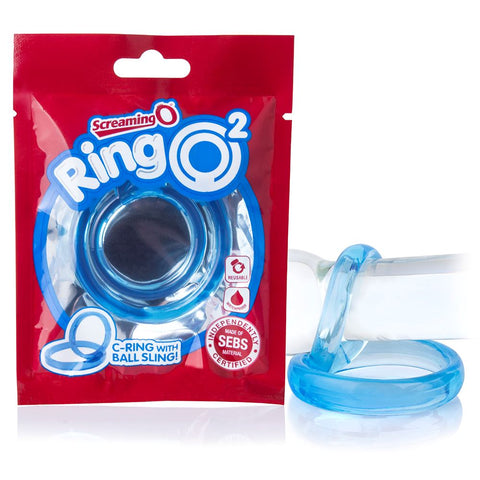 Screaming O RingO2 – Stretchy Latex-Free Waterproof Double Ring Cock Ring Blue > Cock Ring > Single