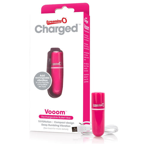 Screaming O Charged Vooom Bullet Vibe – Powerful 10-Function Motor Vibrator Pink > Vibrators > Mini Vibrators