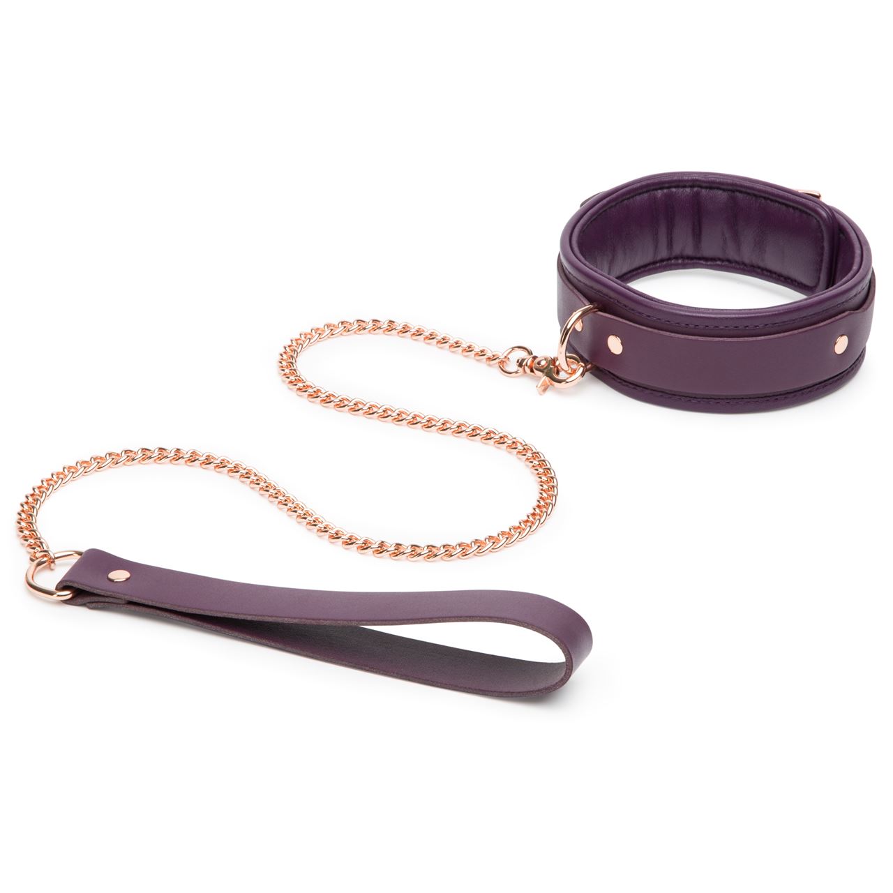 Fifty Shades Freed Cherished Collection Leather Collar and Chain Lead – Rose Gold Hardware Restraint Set > Bondage Gear > Collars & Leashes