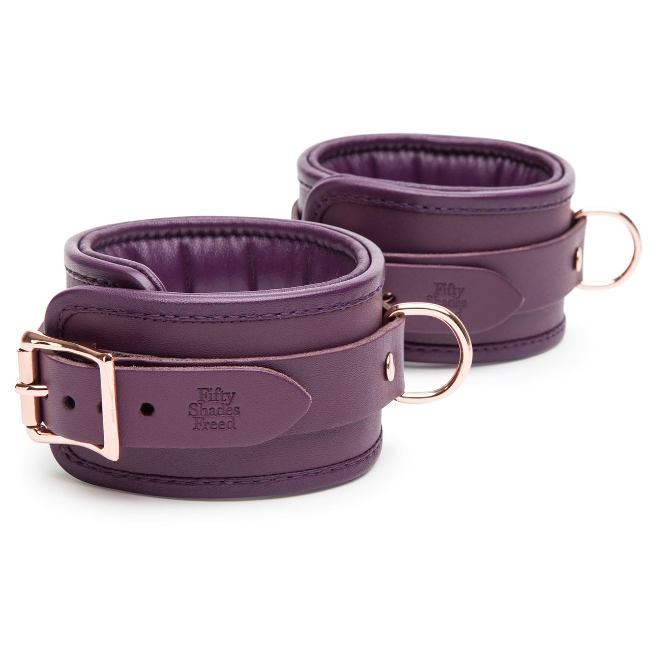 Fifty Shades Freed Cherished Collection Leather Ankle Cuffs with Rose-Gold Hardware Bondage Restraints > Bondage Gear > Restraints