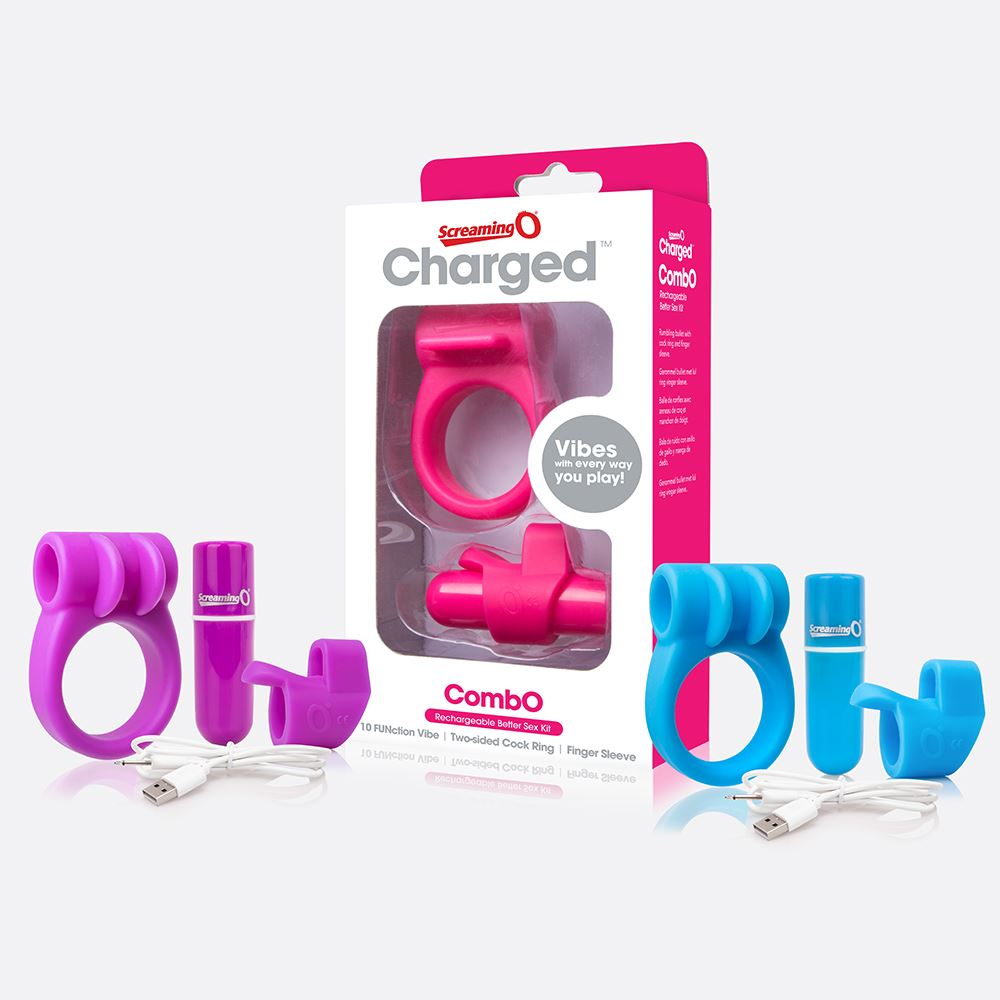 Charged Combo Kit 1 – Body-Safe Silicone Cock Ring and Fingertip Sleeve Kit > Sex Toys > Couples Toys
