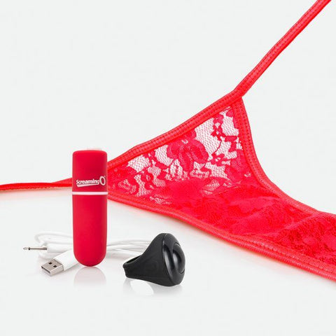 Screaming O Charged Rechargeable Remote Control Panty Vibe – Silicone Panty Vibrator Red > Sex Toys For Ladies > Panty Vibes