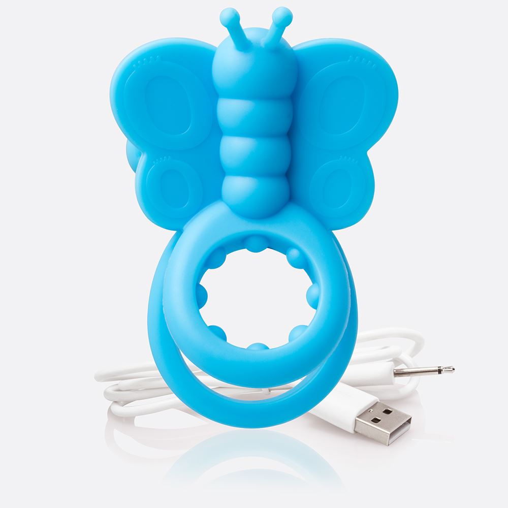 Screaming O Charged Monarch Wearable Butterfly Vibe – Dual-Ring Design Vibrator Blue > Cock Ring > Vibrating