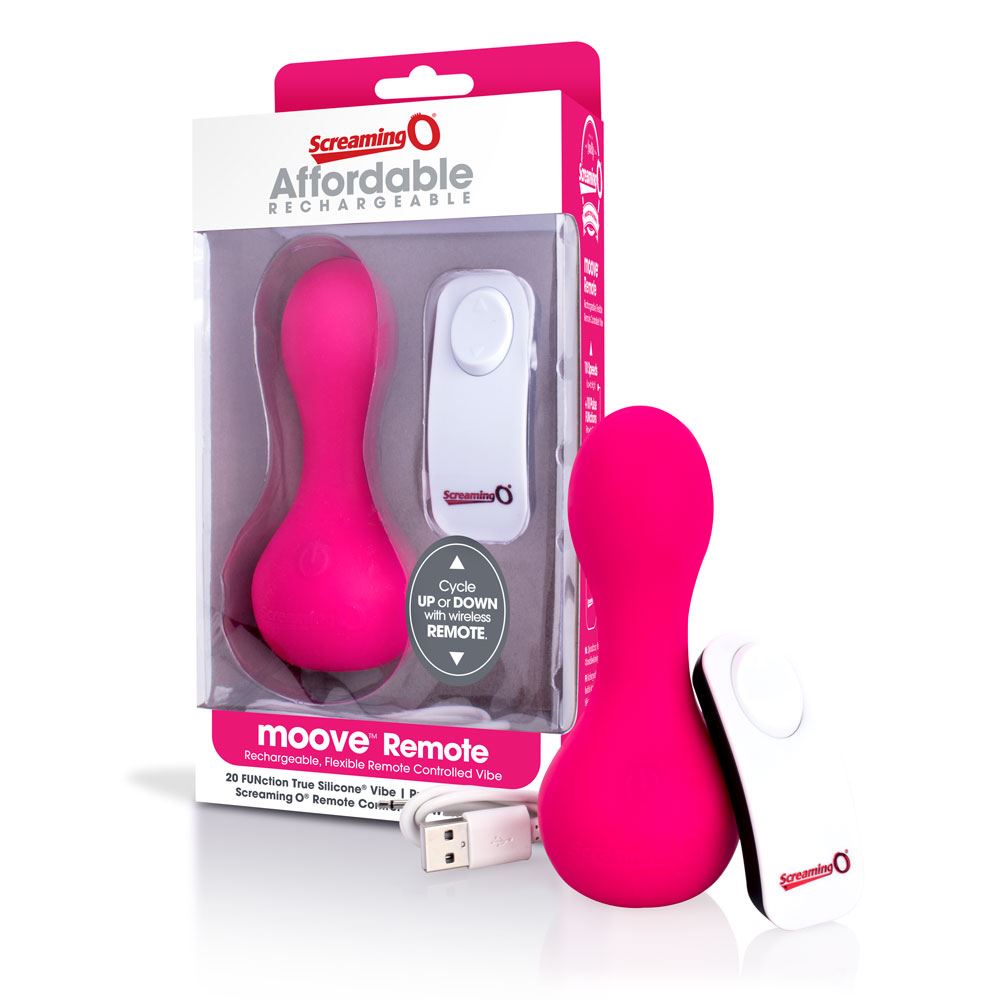Screaming O Moove Remote Rechargeable Silicone Neck Round-Headed Vibrator Pink > Sex Toys > Remote Control Toys
