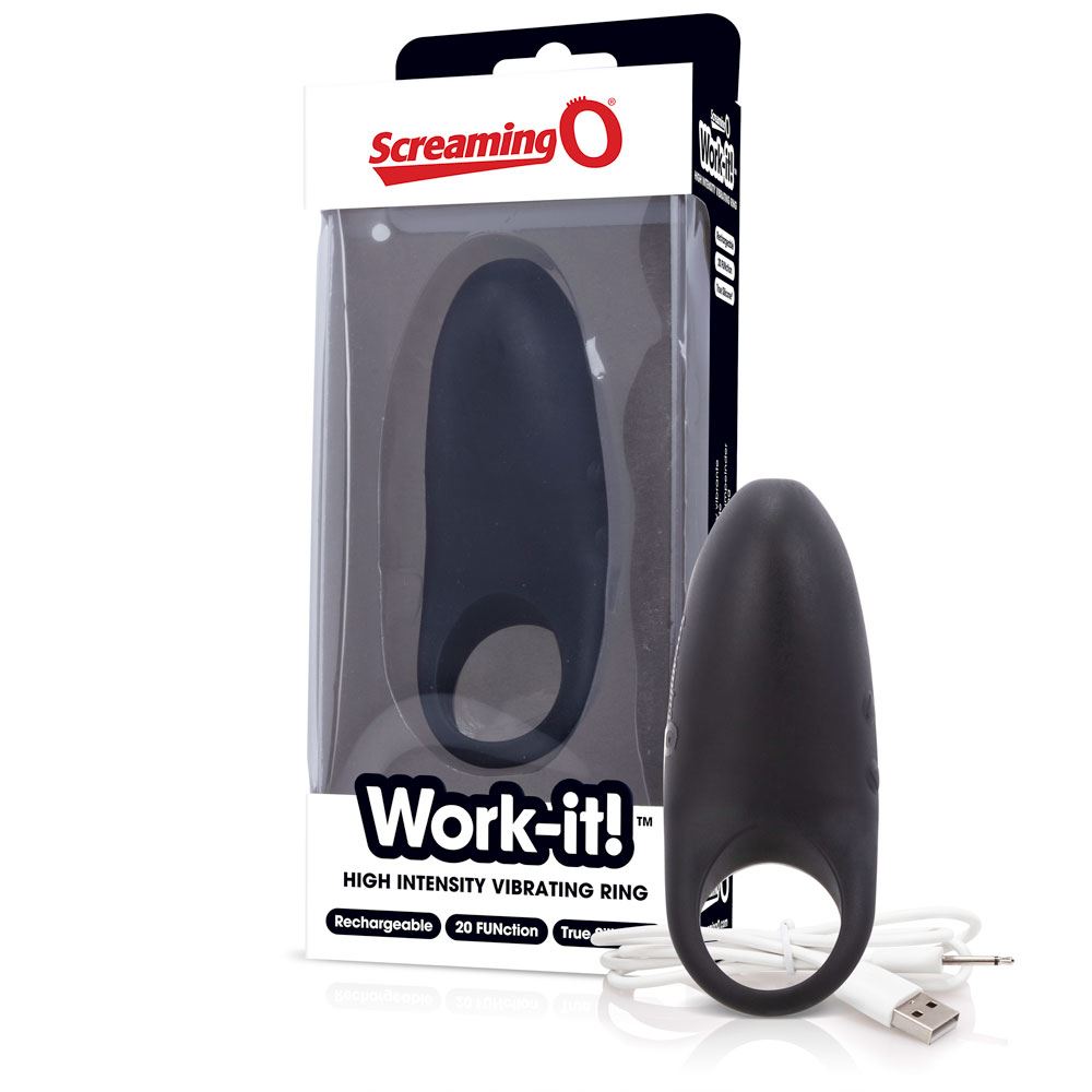 Screaming O Work-It – Rechargeable Silicone Vibrator with 20 Vibration Functions and USB Cable Default Title > Cock Ring > Vibrating