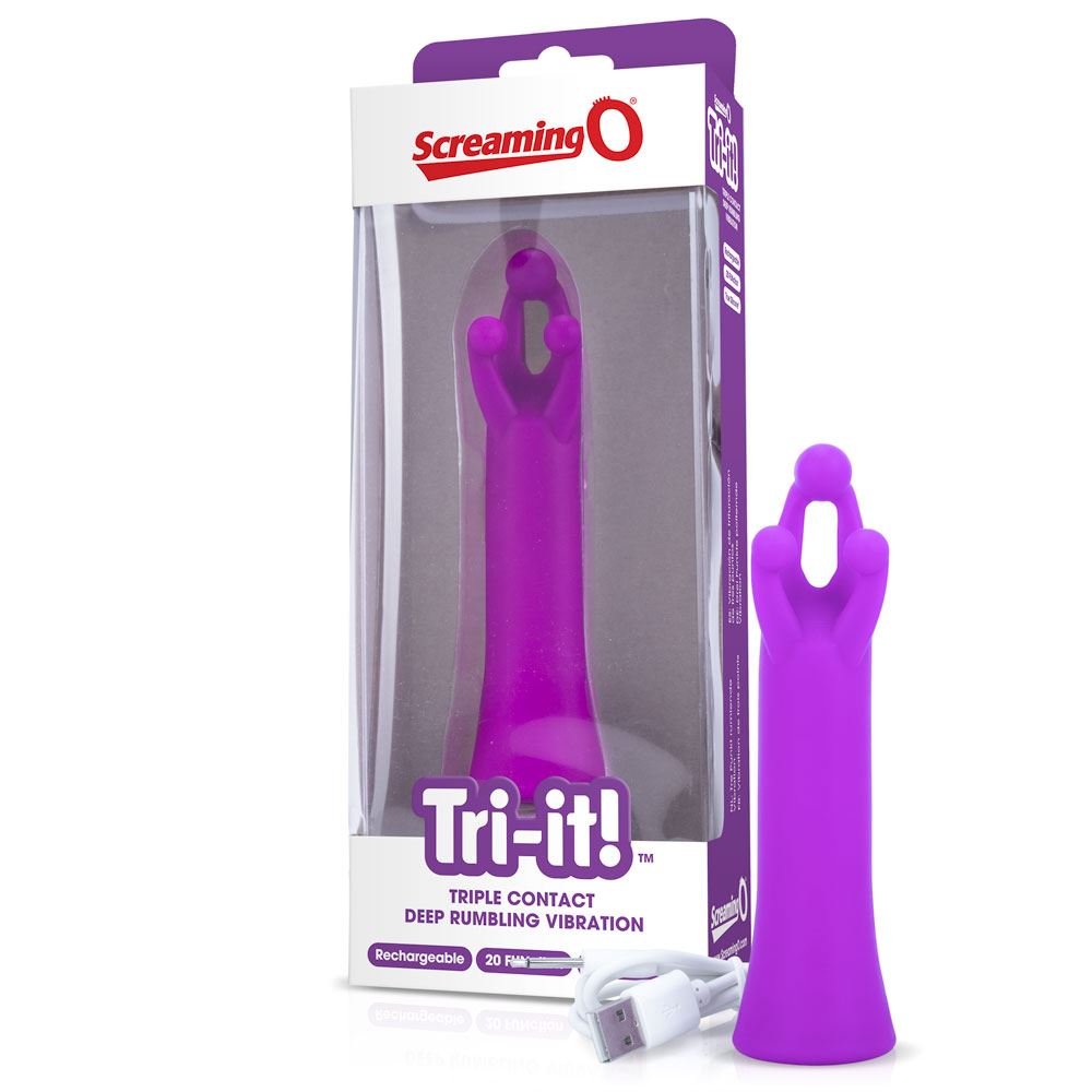 Screaming O Tri-it Charged – Rechargeable Silicone Vibrator with 20 Functions and USB Charging Purple > Sex Toys For Ladies > Clitoral Vibrators and Stimulators