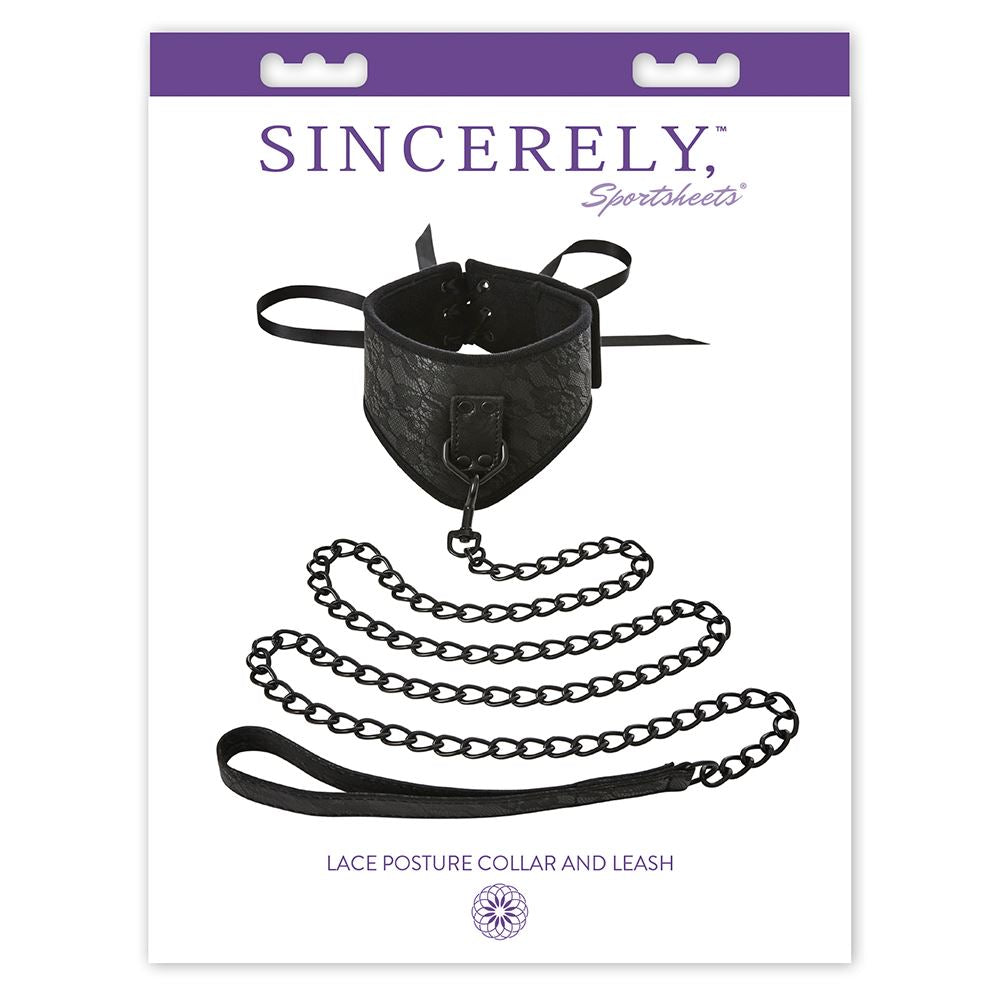 Sincerely Lace Posture – Faux Leather Corset Collar And Leash Default Title > Bondage Gear > Collars & Leashes