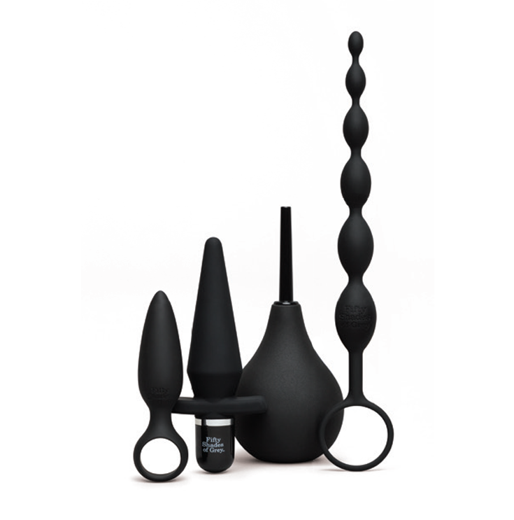 Fifty Shades of Grey Pleasure Overload Take It Slow Anal Starter Kit – Vibrating Butt Plug, Anal Beads, Anal Douche > Anal Range > Butt Plug Kits
