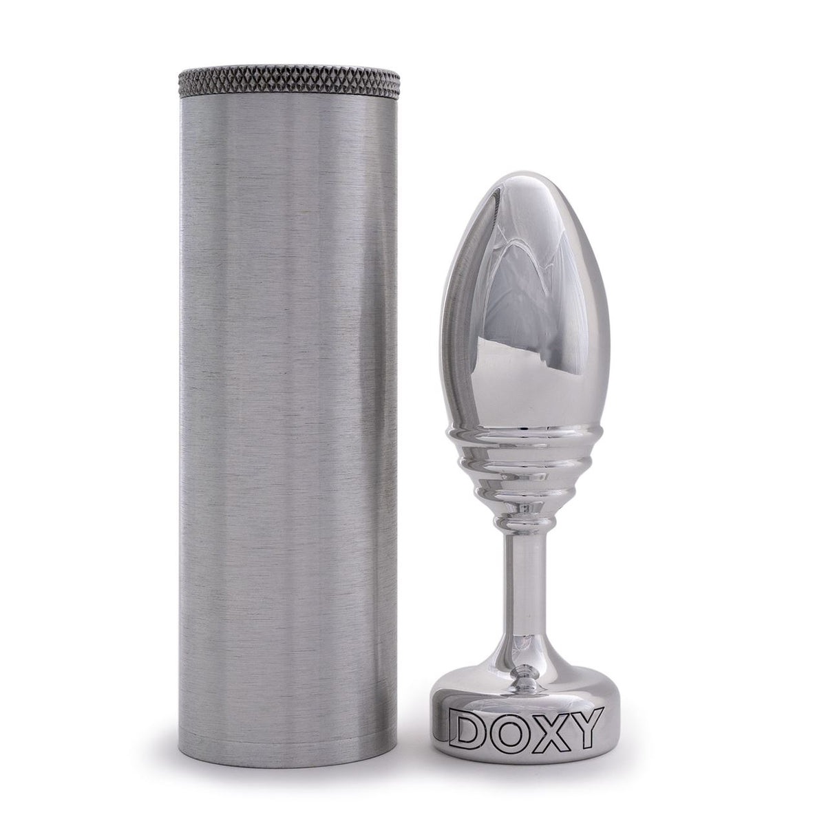 Doxy Ribbed Tapered Solid Aluminium Extra Long Stem Butt Plug > Anal Range > Butt Plugs