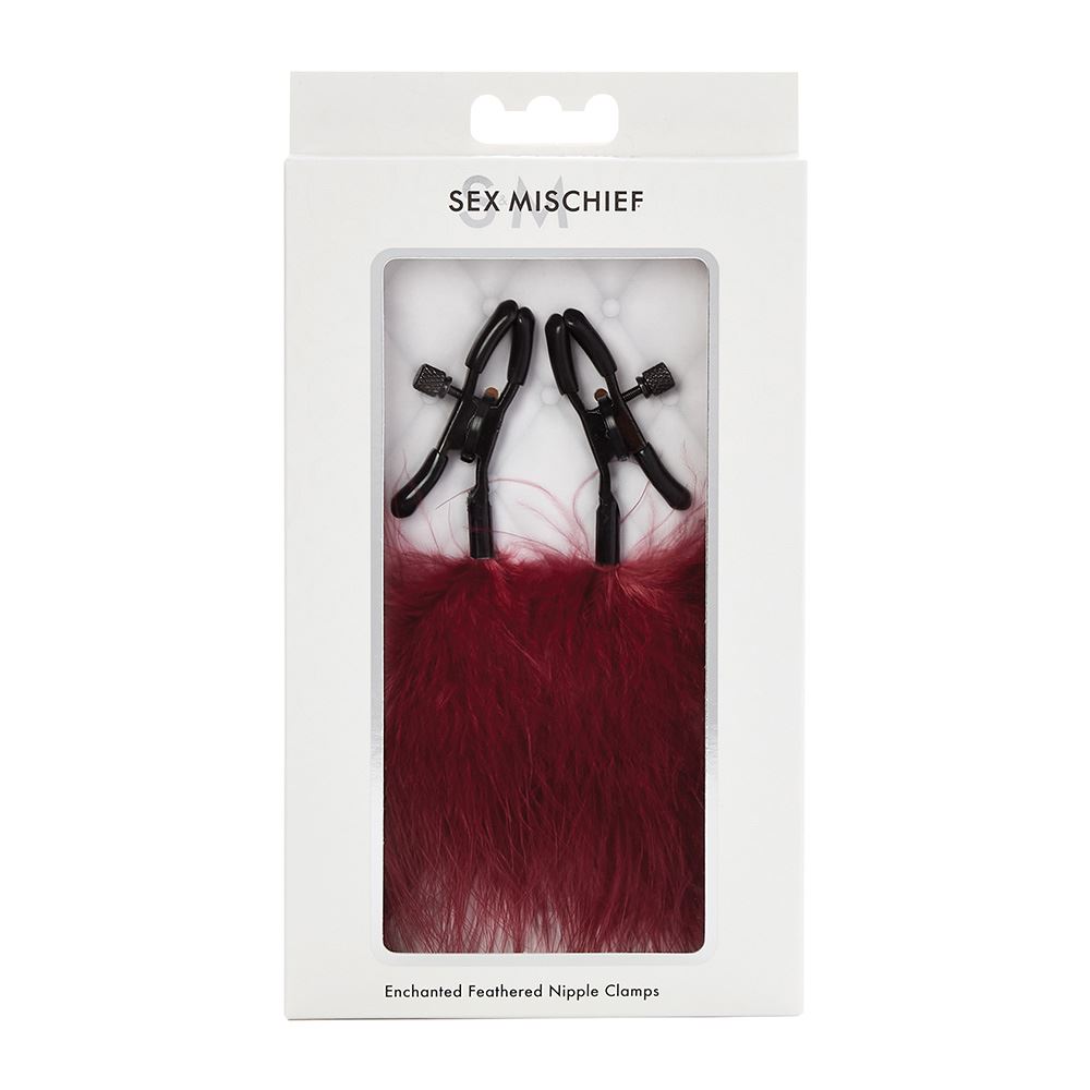 Sex and Mischief Enchanted Burgundy Feather Adjustable Nipple Clamps > Sex Toys > Nipple Clips