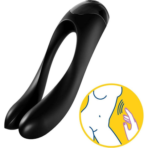 Satisfyer Candy Cane Finger Vibrator Black Dual Motor > Sex Toys For Ladies > Finger Vibrators
