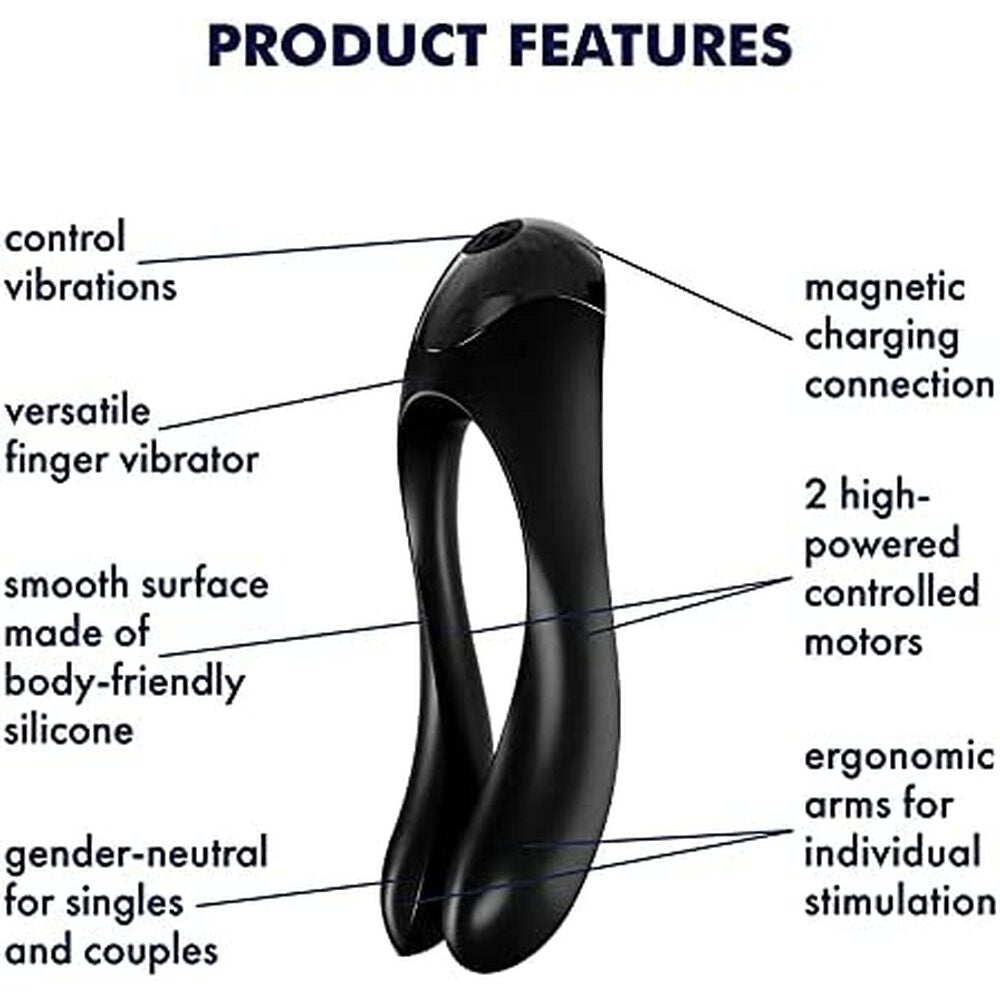 Satisfyer Candy Cane Finger Vibrator Black Dual Motor > Sex Toys For Ladies > Finger Vibrators