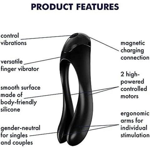 Satisfyer Candy Cane Finger Vibrator Black Dual Motor > Sex Toys For Ladies > Finger Vibrators