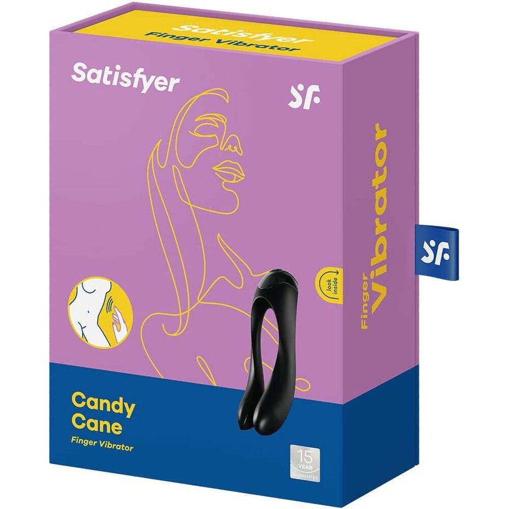 Satisfyer Candy Cane Finger Vibrator Black Dual Motor > Sex Toys For Ladies > Finger Vibrators
