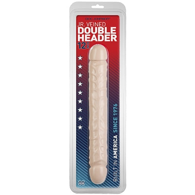 Jr Veined Double Header 12 Inch Dong Flesh Pink Beige Double Dongs