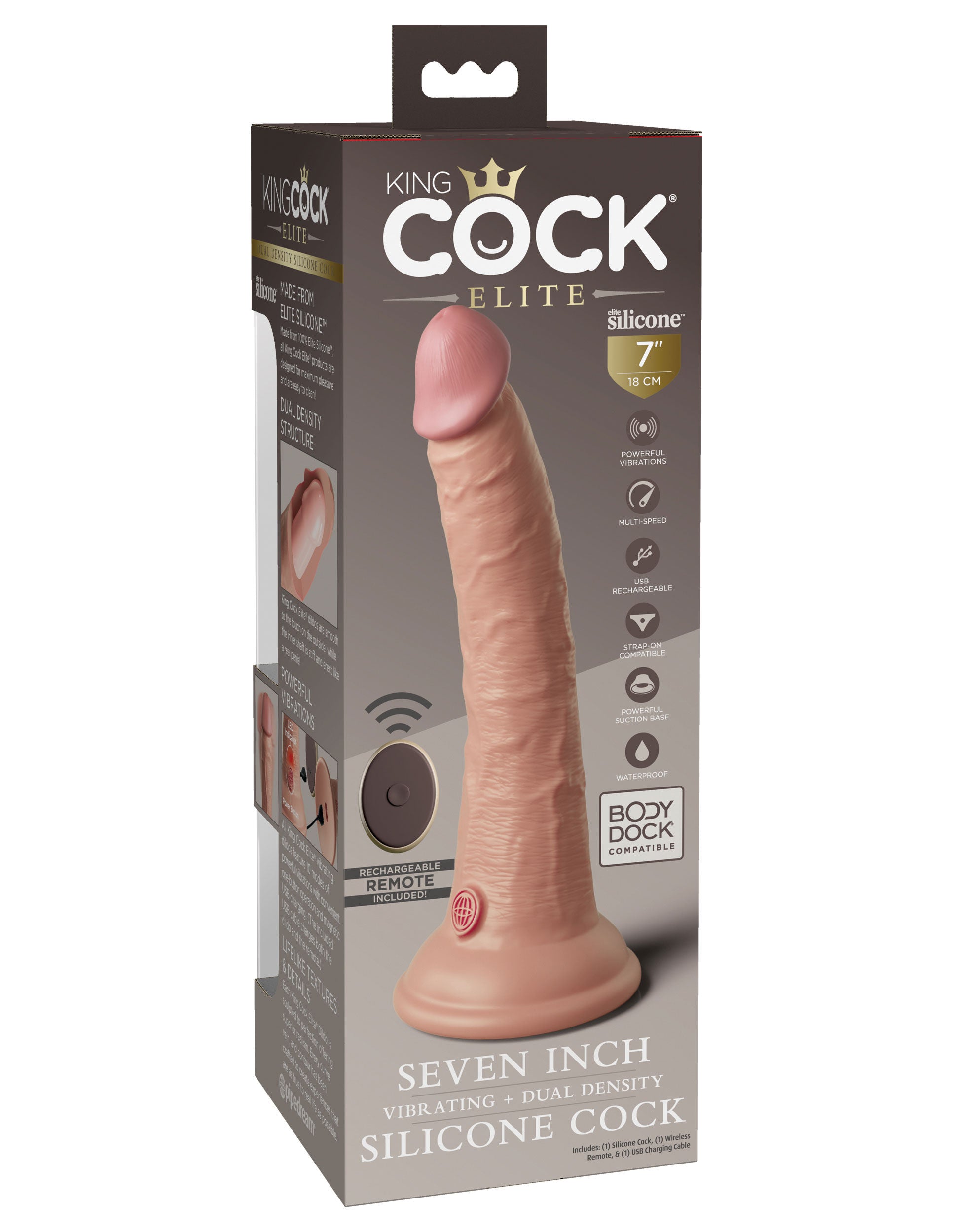 King Cock Elite 7 Inch Dual Density Silicone Remote-Controlled Vibrating Dildo > Vibrators > Realistic Vibrators