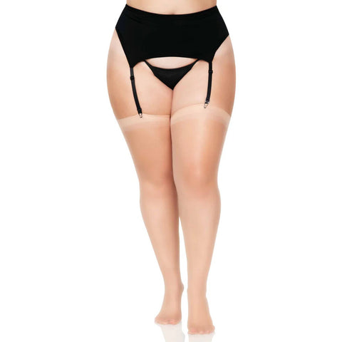 Leg Avenue Plus Size Sheer Stockings Nude UK 14 to 18 Beige Hosiery